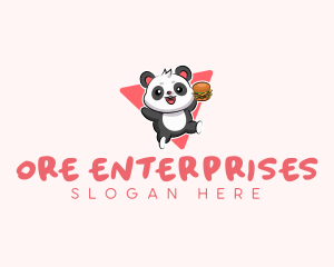 Cute Panda Hamburger  logo design