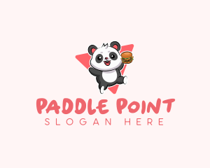 Cute Panda Hamburger  logo design