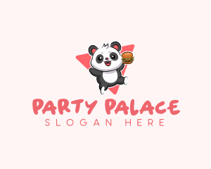 Cute Panda Hamburger  logo design