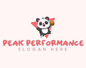 Cute Panda Hamburger  logo design