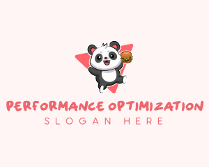 Cute Panda Hamburger  logo design