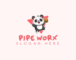 Cute Panda Hamburger  logo design