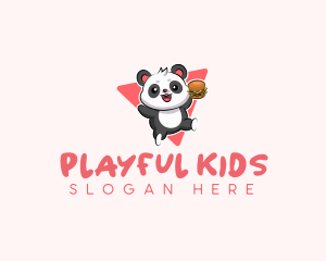 Cute Panda Hamburger  logo design