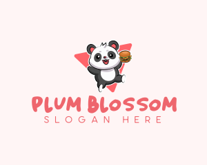 Cute Panda Hamburger  logo design