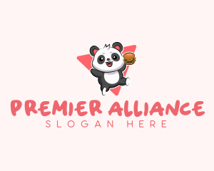 Cute Panda Hamburger  logo design