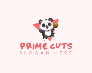 Cute Panda Hamburger  logo design