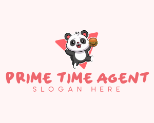 Cute Panda Hamburger  logo design