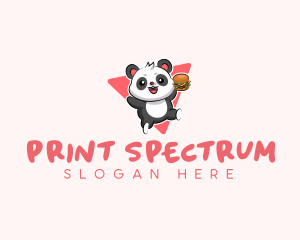 Cute Panda Hamburger  logo design