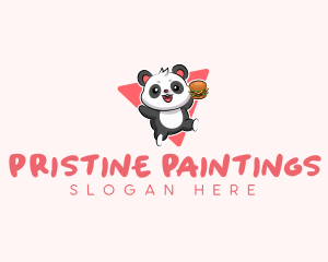 Cute Panda Hamburger  logo design