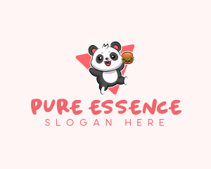 Cute Panda Hamburger  logo design