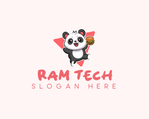 Cute Panda Hamburger  logo design