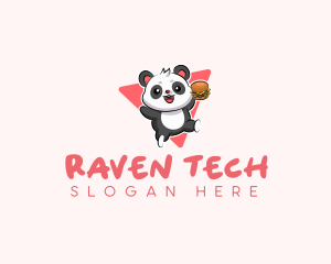 Cute Panda Hamburger  logo design