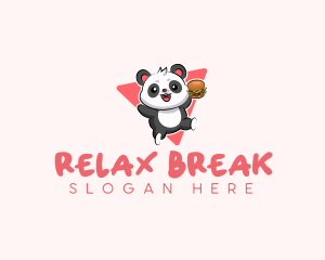 Cute Panda Hamburger  logo design