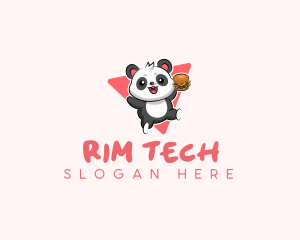 Cute Panda Hamburger  logo design