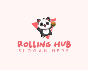 Cute Panda Hamburger  logo design