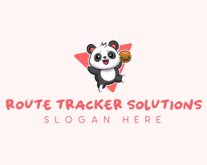 Cute Panda Hamburger  logo design