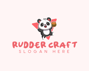 Cute Panda Hamburger  logo design