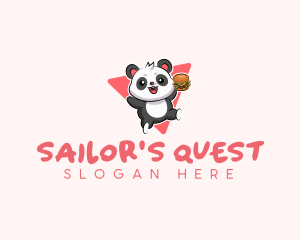 Cute Panda Hamburger  logo design