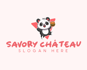 Cute Panda Hamburger  logo design