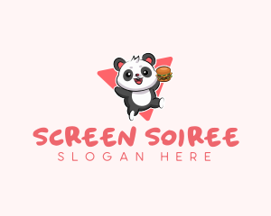 Cute Panda Hamburger  logo design