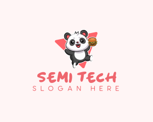 Cute Panda Hamburger  logo design