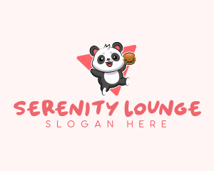 Cute Panda Hamburger  logo design