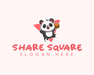 Cute Panda Hamburger  logo design