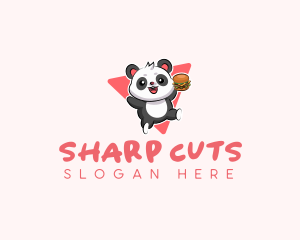 Cute Panda Hamburger  logo design