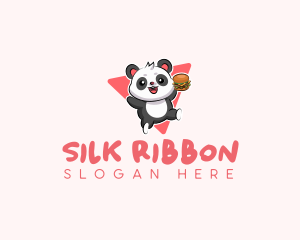 Cute Panda Hamburger  logo design