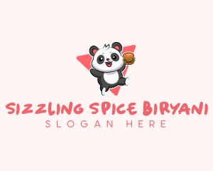 Cute Panda Hamburger  logo design