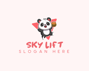 Cute Panda Hamburger  logo design