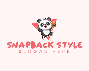 Cute Panda Hamburger  logo design