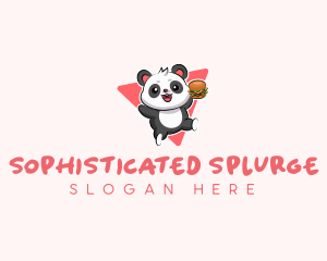 Cute Panda Hamburger  logo design