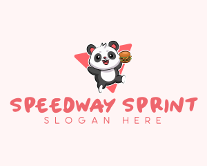 Cute Panda Hamburger  logo design