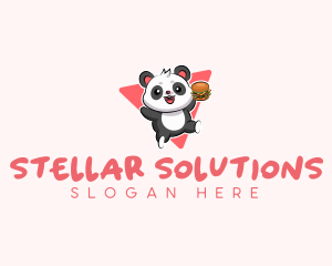 Cute Panda Hamburger  logo design