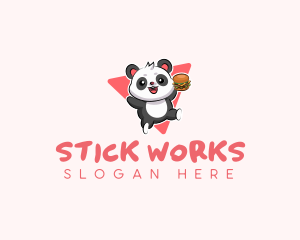 Cute Panda Hamburger  logo design