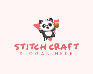 Cute Panda Hamburger  logo design