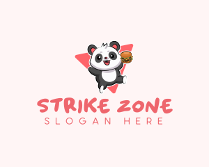 Cute Panda Hamburger  logo design