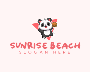 Cute Panda Hamburger  logo design