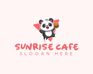 Cute Panda Hamburger  logo design