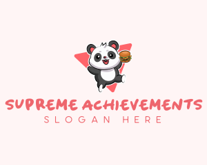 Cute Panda Hamburger  logo design