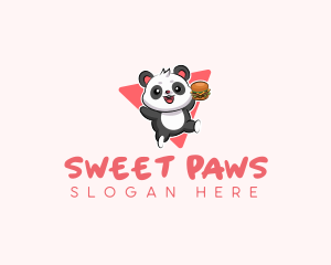 Cute Panda Hamburger  logo design