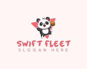 Cute Panda Hamburger  logo design