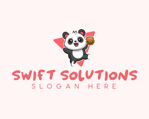 Cute Panda Hamburger  logo design