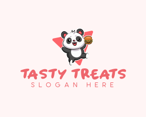 Cute Panda Hamburger  logo design