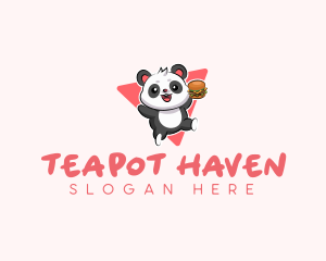 Cute Panda Hamburger  logo design