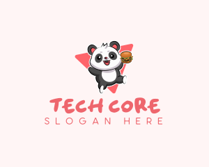 Cute Panda Hamburger  logo design