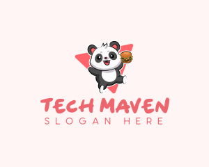 Cute Panda Hamburger  logo design