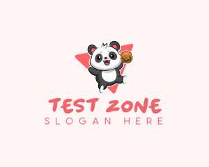 Cute Panda Hamburger  logo design