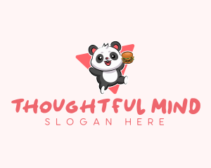 Cute Panda Hamburger  logo design